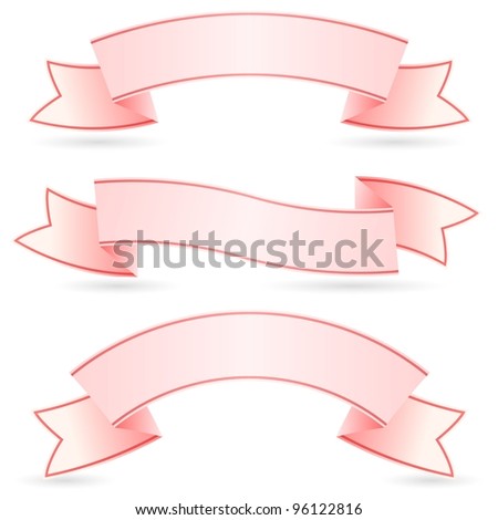 Raster Version. Set Of Pink Banners. Illustration On White Background