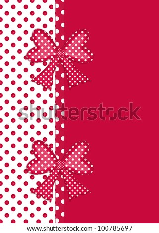   White Polka  Dress on Red And White Polka Dot Border With Gift Bows And Ribbon Isolated On