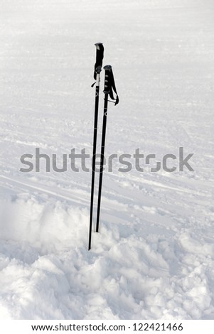 ski poles in the snow
