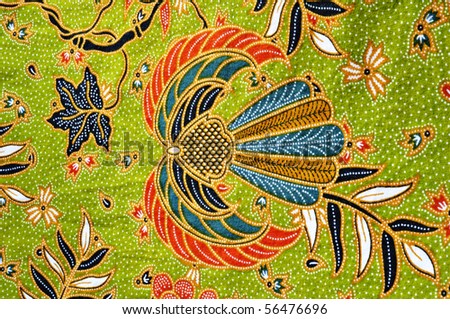 stock photo : green batik pattern produce in malaysia