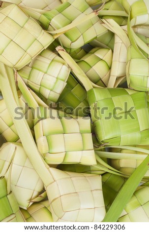 Ketupat: Traditional South East Asian rice cakes bundle, often prepared for festivital