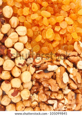 Mixed dried fruits background, health food concept.