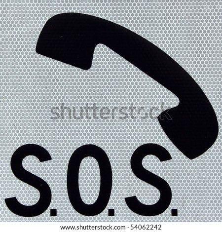 Symbol Of A Phone And Word Sos On A White Background Stock Photo