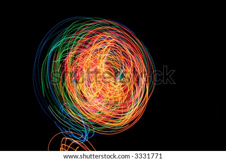 Colorful light circle in the dark