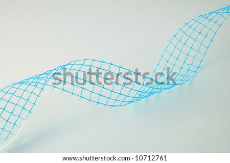 Closeup of blue wavy decoration (net, wire)