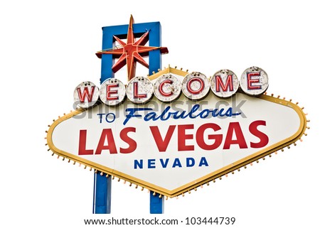 A view of the original Las Vegas Welcome sign isolated on white