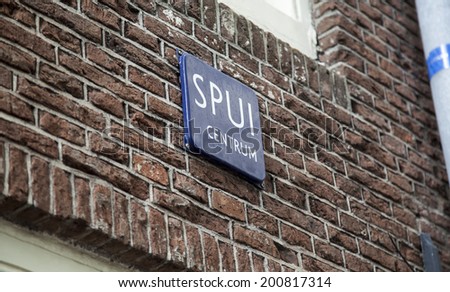 Amsterdam, Netherlands, 20 JUNE 2014: Name tag that refers to the Soui in Amsterdam centrum.