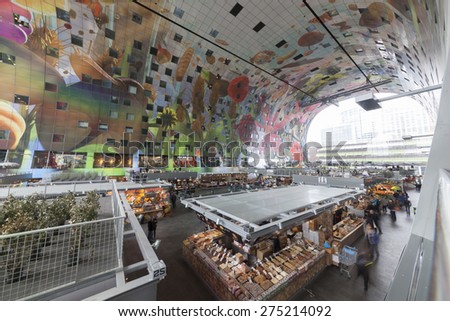 ROTTERDAM, NETHERLANDS- MAY 1, 2015: view of the artistic market hall in Rotterdam, Netherlands.