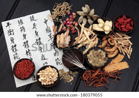 Acupuncture needles with chinese herbal medicine selection.