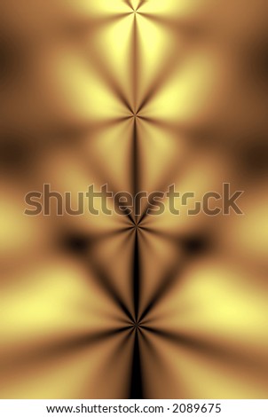 Abstract in gold and burnished copper of chakras, spiritual energy power centers, on a human body.