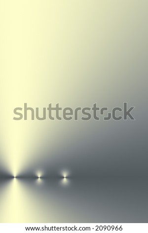Three points of light in a horizontal line on a silver grey and pale yellow gradient background.