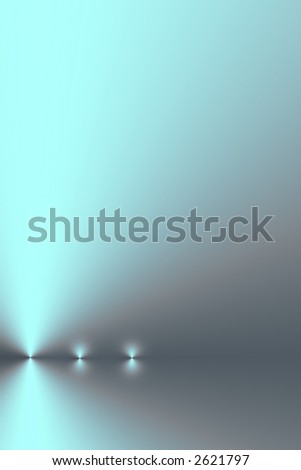 Three points of light in a horizontal line on a silver grey and cyan gradient background.