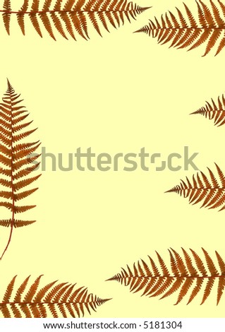 Abstract design of seven fern leaf segments on a pastel yellow background.