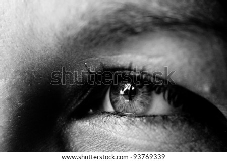 Black & White image of close up of a woman\'s eye
