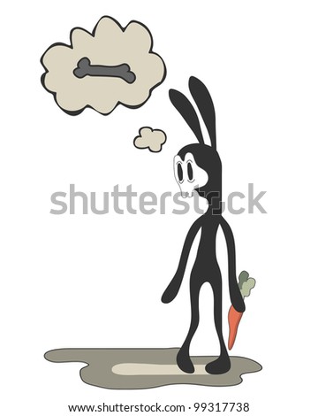 Cartoon Black Rabbit