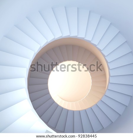 Spiral stair. 3d render of abstract interior