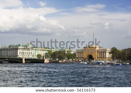 Hermitage museum and the Admiralty in St Petersburg in summer
