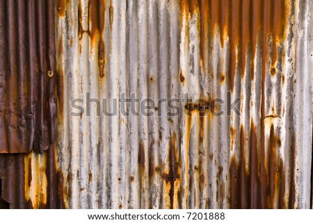 Metal Paneling with Screws Very Rusted and Dented Variation 2, Texture Background, Horizontal