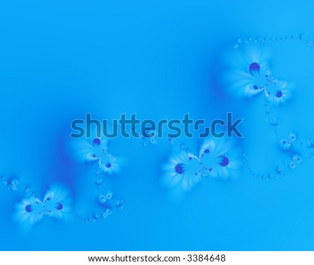 pretty blue fractal butterflies swirling across a blue background
