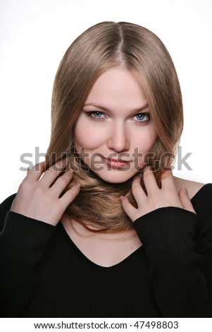 http://image.shutterstock.com/display_pic_with_logo/551200/551200,1267193662,1/stock-photo-girl-with-ironic-smile-isolated-on-white-47498803.jpg