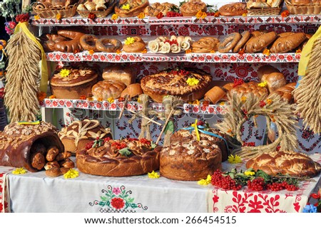 traditional ukrainian bakery Holiday dessert food in festive decorating