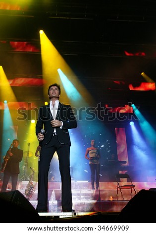 CALDAS DA RAINHA, PORTUGAL - MAY 15: Singer Tony Carreira performs onstage at City day concert on May 15, 2009 in Caldas da Rainha, Portugal.