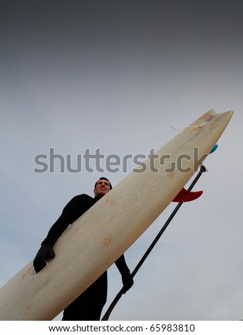 NAZARE, PORTUGAL - NOVEMBER 26 : Garrett McNamara in sup surfing The North Canyon Show by Garrett McNamara November 26, 2010 in Nazare, Portugal
