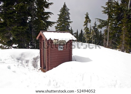 Washroom in snow field use for winter hiking.