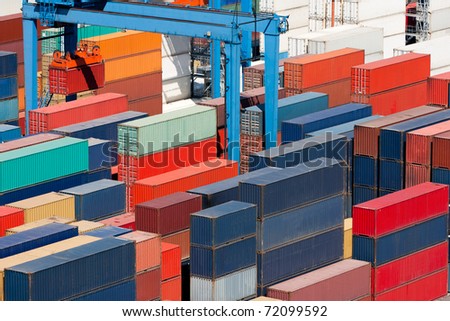 Cargo freight containers at the port awaiting shipment