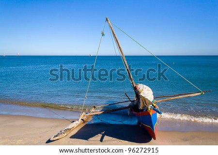Sakalava outrigger canoe from the Antsanitia fishing village, western Madagascar