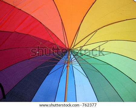 Rainbow color pattern made by umbrella