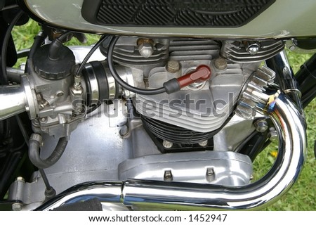 Vintage motorbike engine closeup