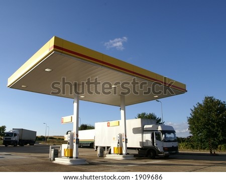 Trucks at gas station