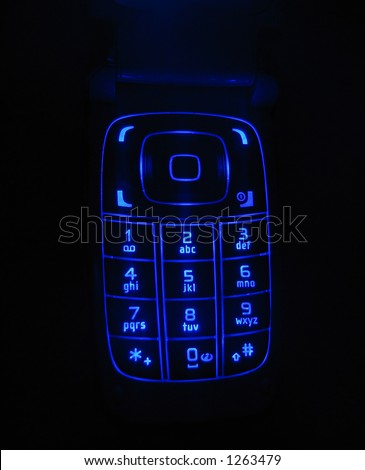 Glowing keypad of a Nokia cell phone