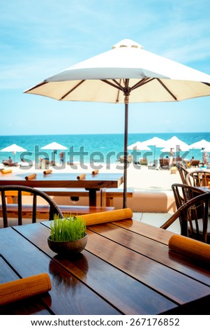 Restaurant, club on the beach.Furniture