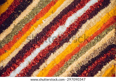 Group of colored spice. Background