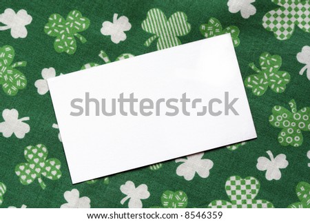 Note Card on St. Patrick's Day Background