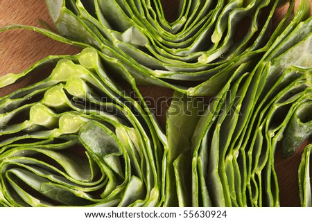 sliced collard greens close up