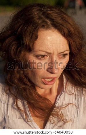 portrait of a frightened woman
