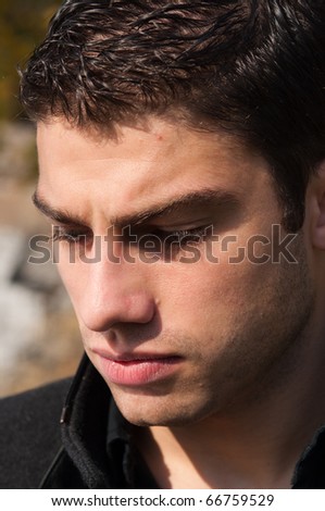 close up on a young depressed man