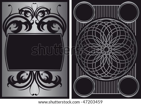Black labels with silver ornaments