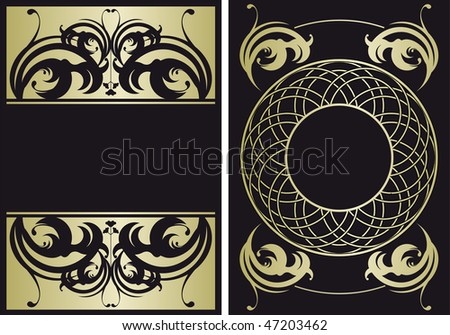 Black labels with silver ornaments