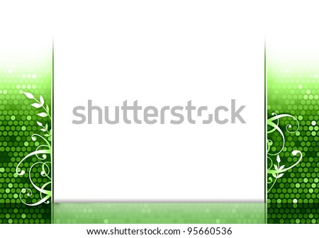 Background texture with green foliage and white panel