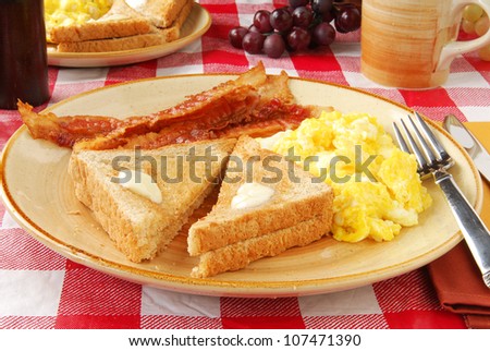 A bacon and egg breakfast