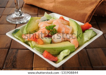 A shrimp and avocado salad appetizer