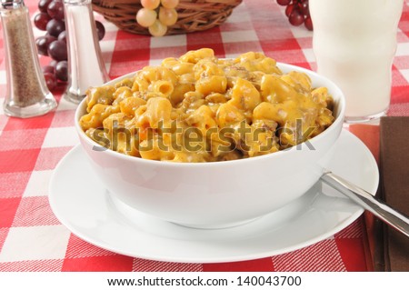 A fast and easy macaroni and beef casserole with cheese sauce