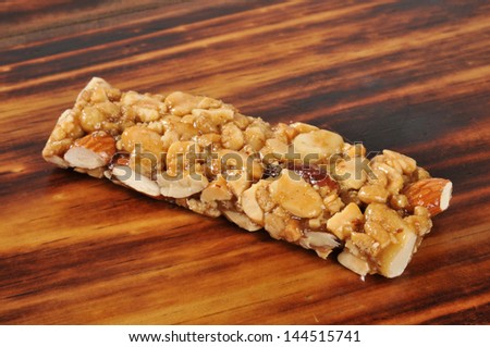 Delicious healthy protein bar with fruit and nuts