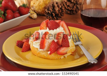 Delicious strawberry shortcake with red wine