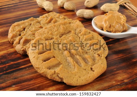 Fresh baked peanut butter cookies with peanuts in the shell