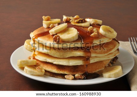 Banana Nut Pancakes With Syrup